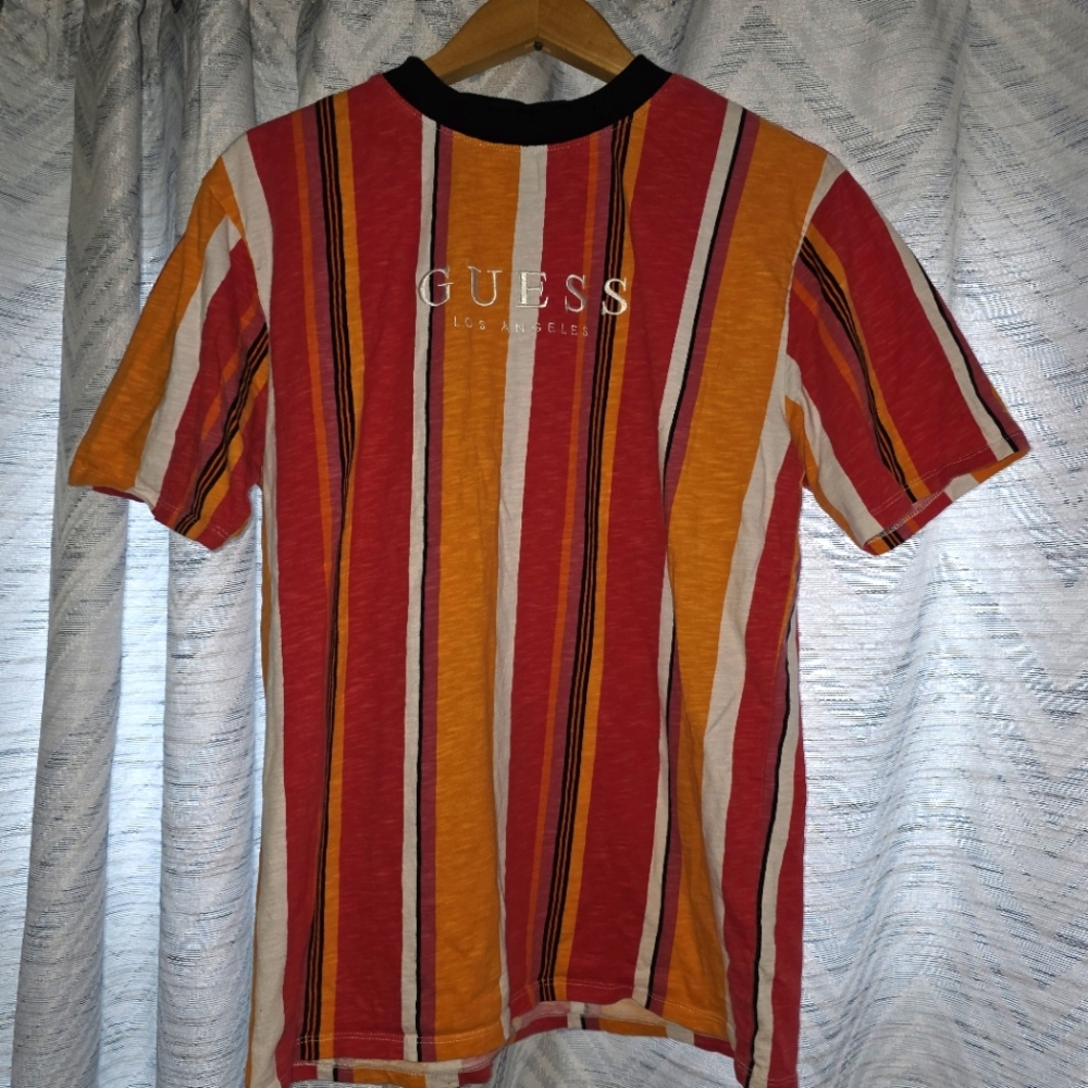 Guess Los Angeles Vintage Vertical Stripe Oversized T shirt XS